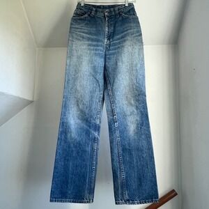 Vintage 1970s faded Levi's flare jeans distressed high-rise bell bottoms size 27